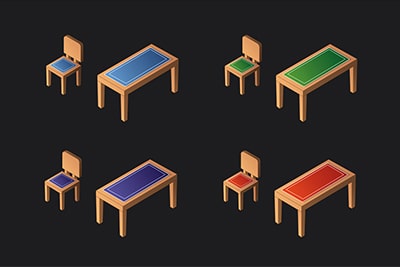 Isometric Chair and Table
